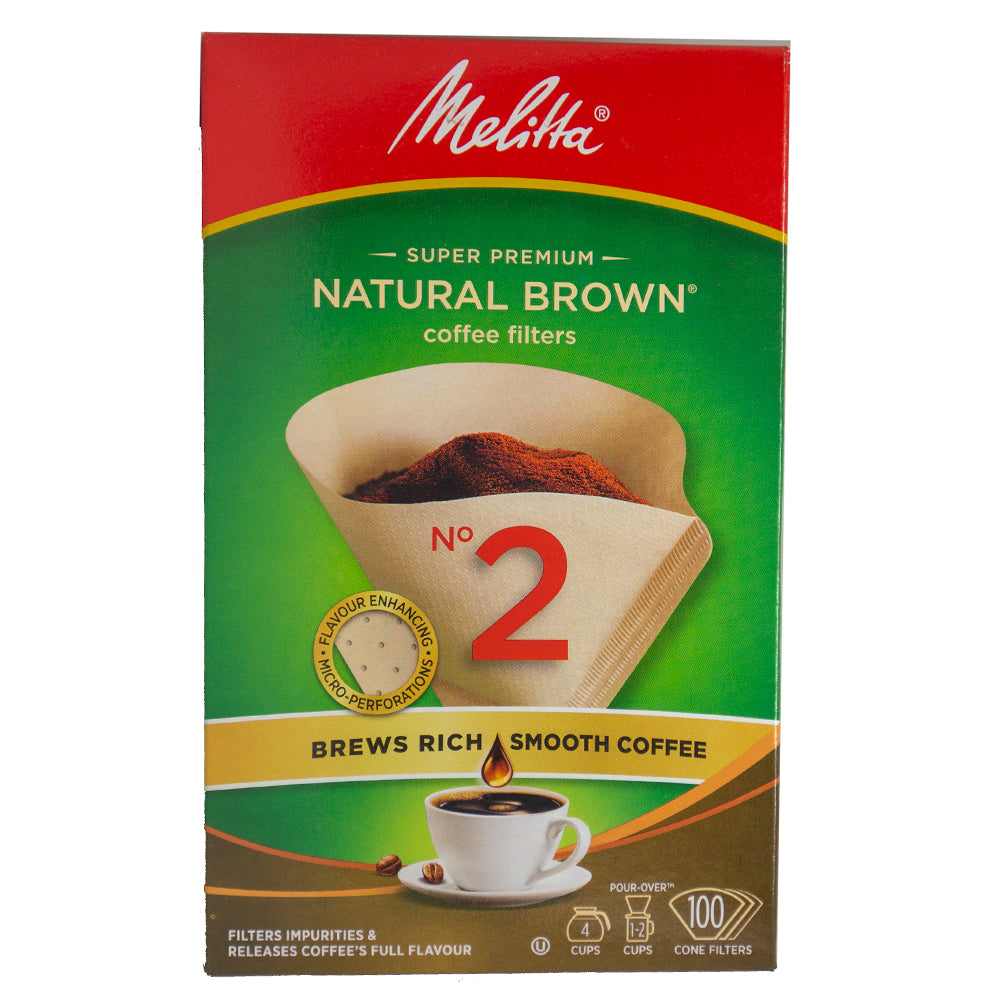 Melitta natural brown coffee filters for pour over and drip brewing