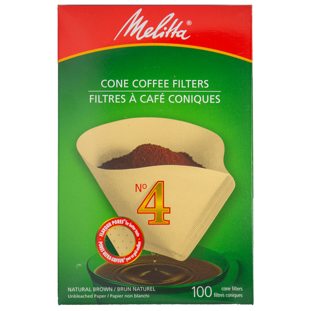 Melitta natural brown coffee filters for pour over and drip brewing