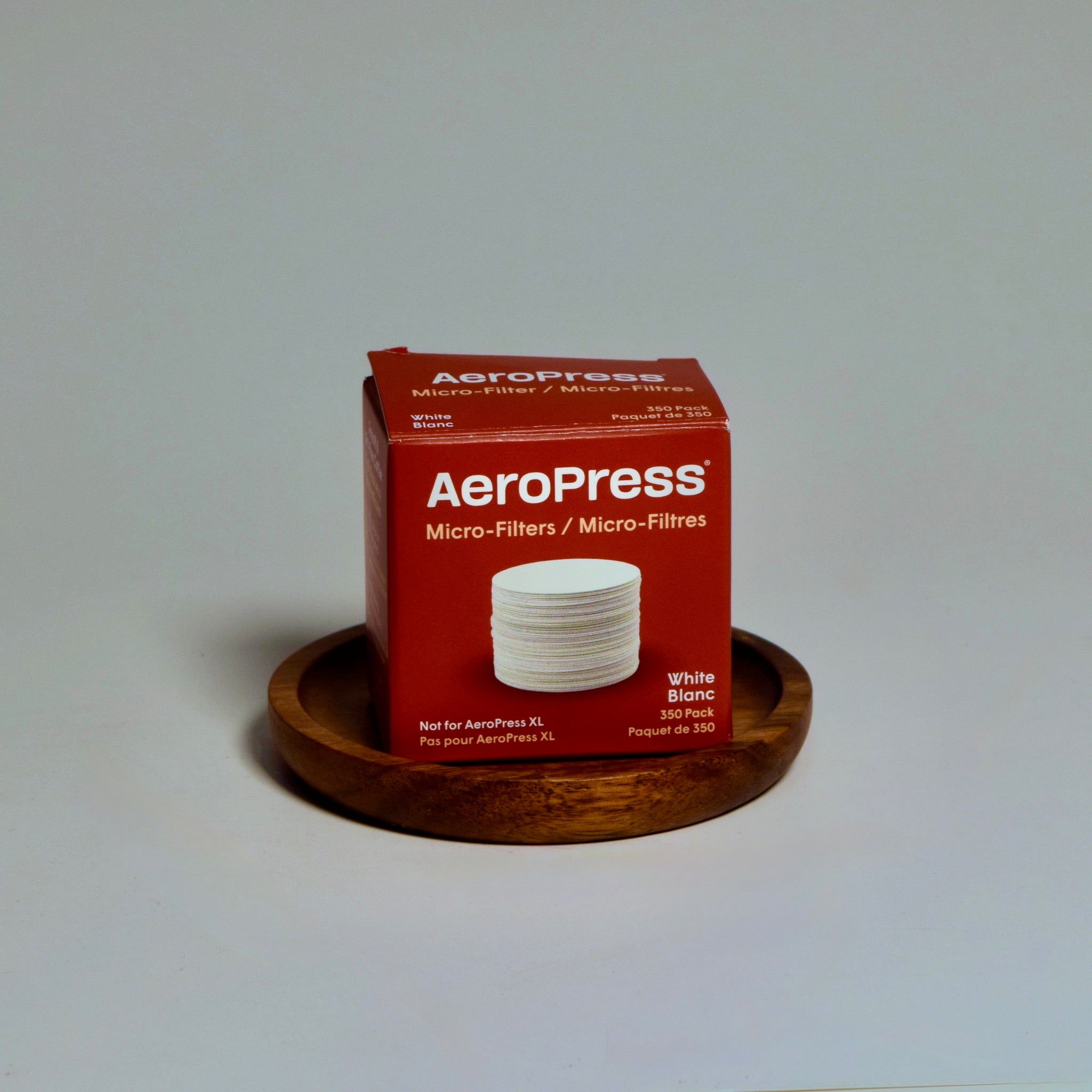 AeroPress micro-filters 350 pack box for clean, grit-free coffee brewing