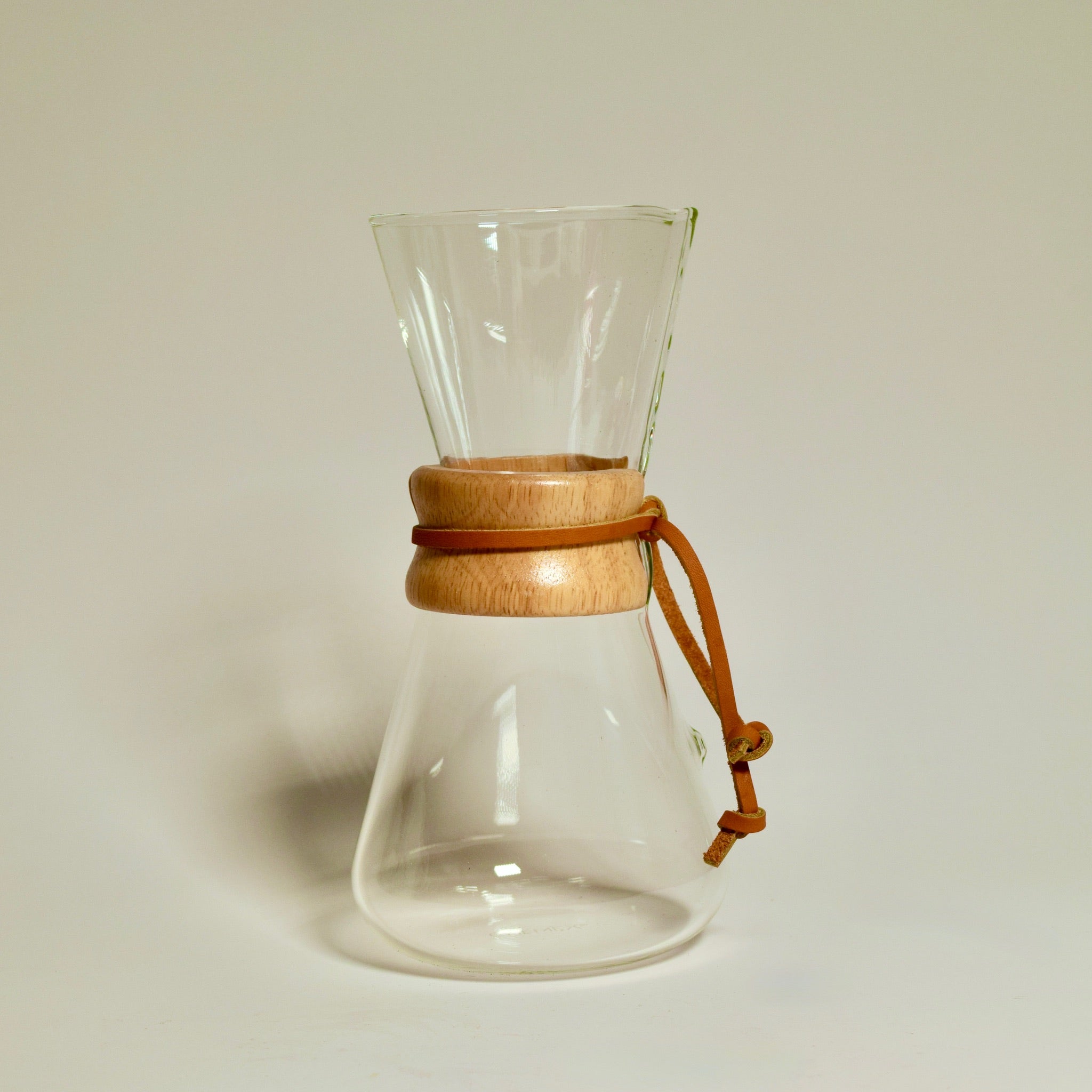 Chemex 3 cup glass pour over coffee maker with wood collar and leather tie