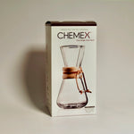 Chemex 3 cup coffee maker retail box packaging showing product image and branding