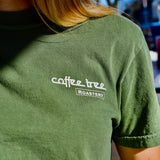 Coffee Tree Roastery t-shirt with minimalist front logo in soft heavyweight cotton