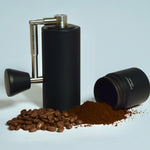 TIMEMORE Chestnut C3s MAX hand coffee grinder with whole beans and fresh ground coffee